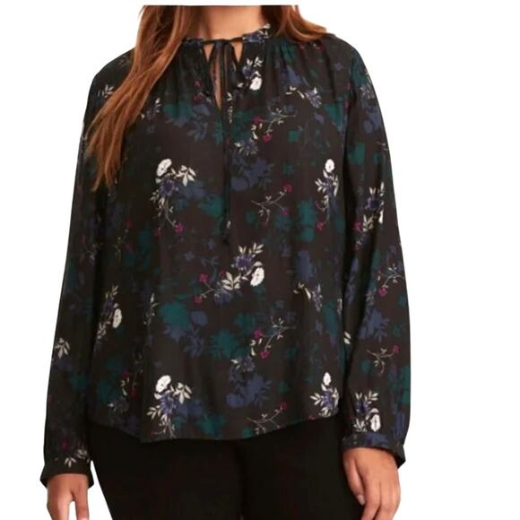 Torrid Chiffon Black Floral Peasant Blouse Size 2X Dark Romance Feminine Moody - Picture 1 of 8